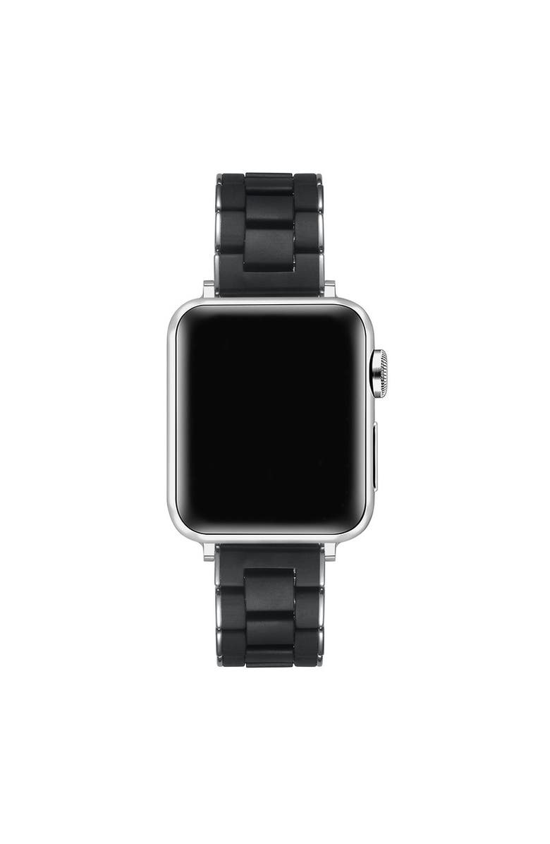 Posh Tech Orla Silicone + Stainless Steel Band for Apple Watch, Alternate, color, Black