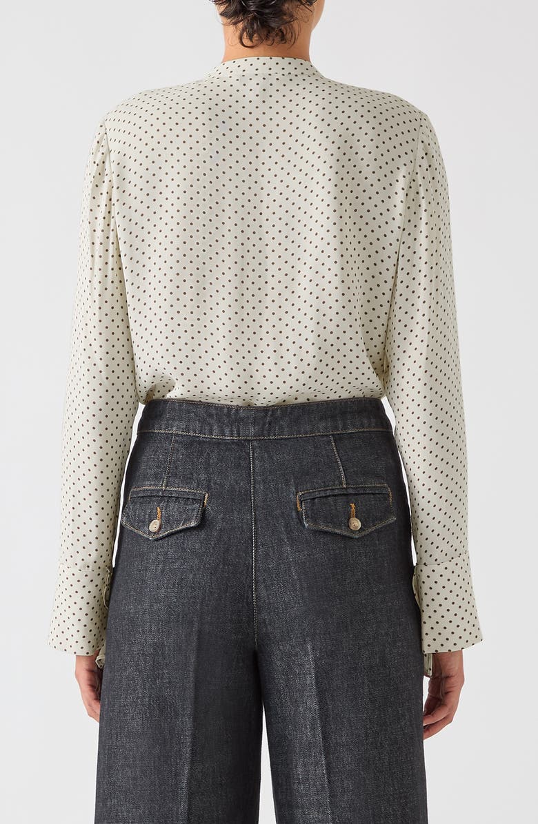 LK Bennett Cody Ruffle Polka Dot Button-Up Shirt, Alternate, color,