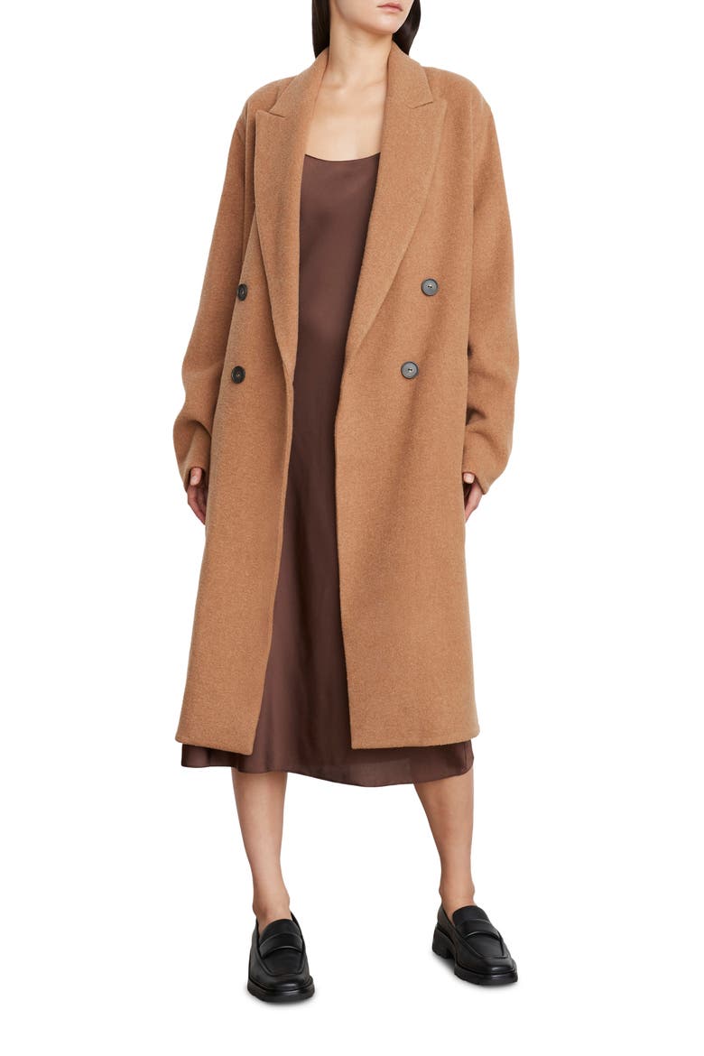 Recycled Wool Blend Long Coat, Main, color, OAK