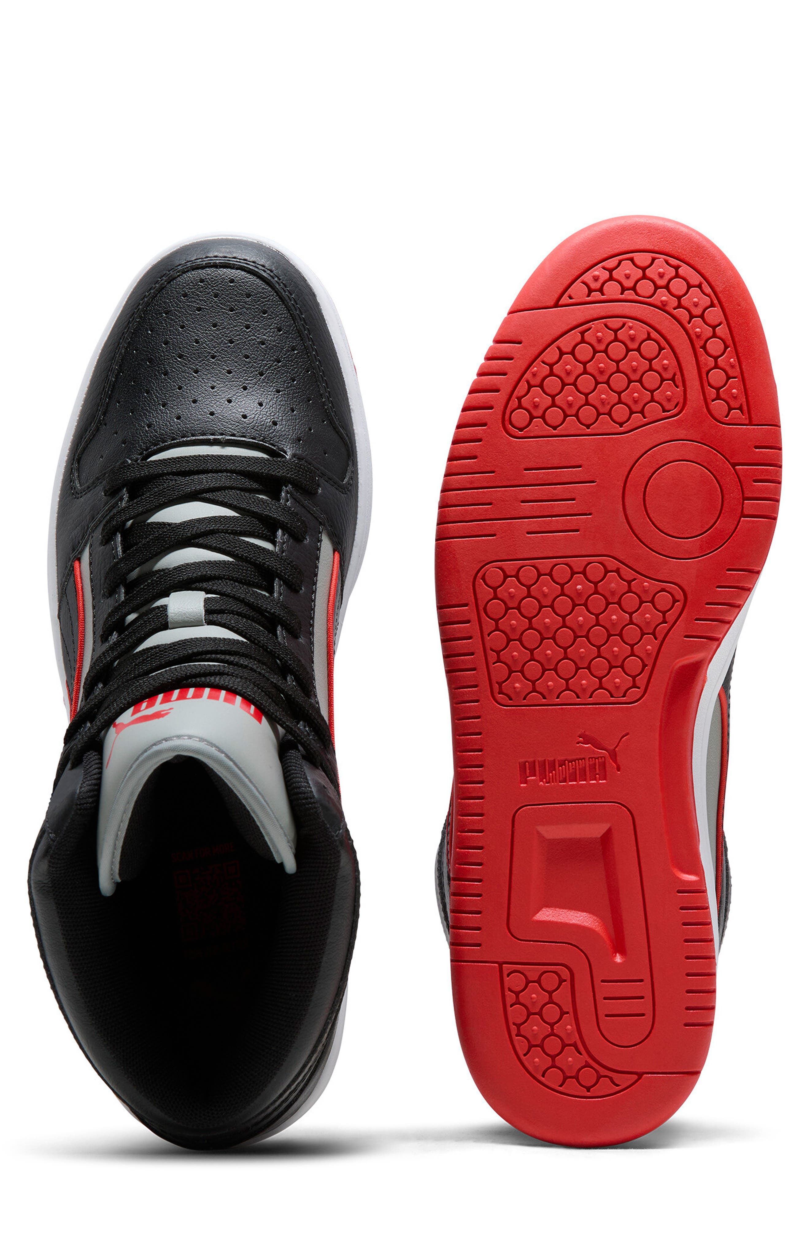 PUMA Rebound Layup High Top Sneaker, Alternate, color, Puma Black-Puma Red- Gray