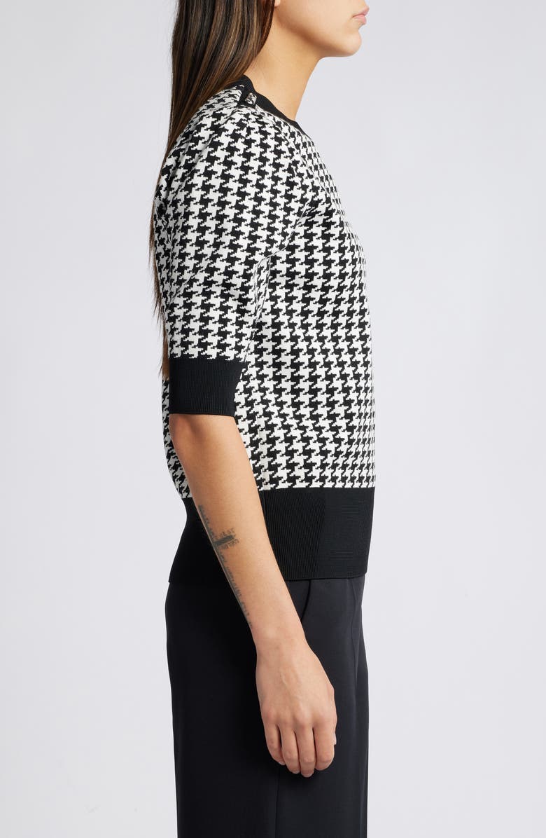 BOSS Fantilina Elbow Sleeve Houndstooth Check Sweater, Alternate, color, Monochrome Houndstooth