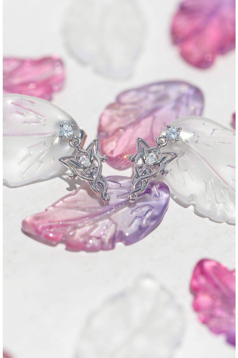 Elven Dangle Earrings, Alternate, color, SILVER