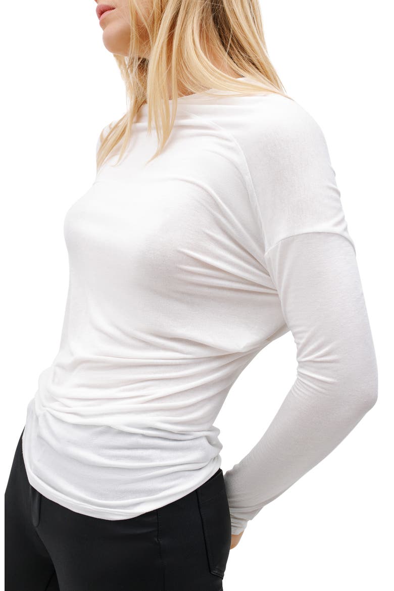 Sydney Gathered Long Sleeve Top, Alternate, color, OFF WHITE