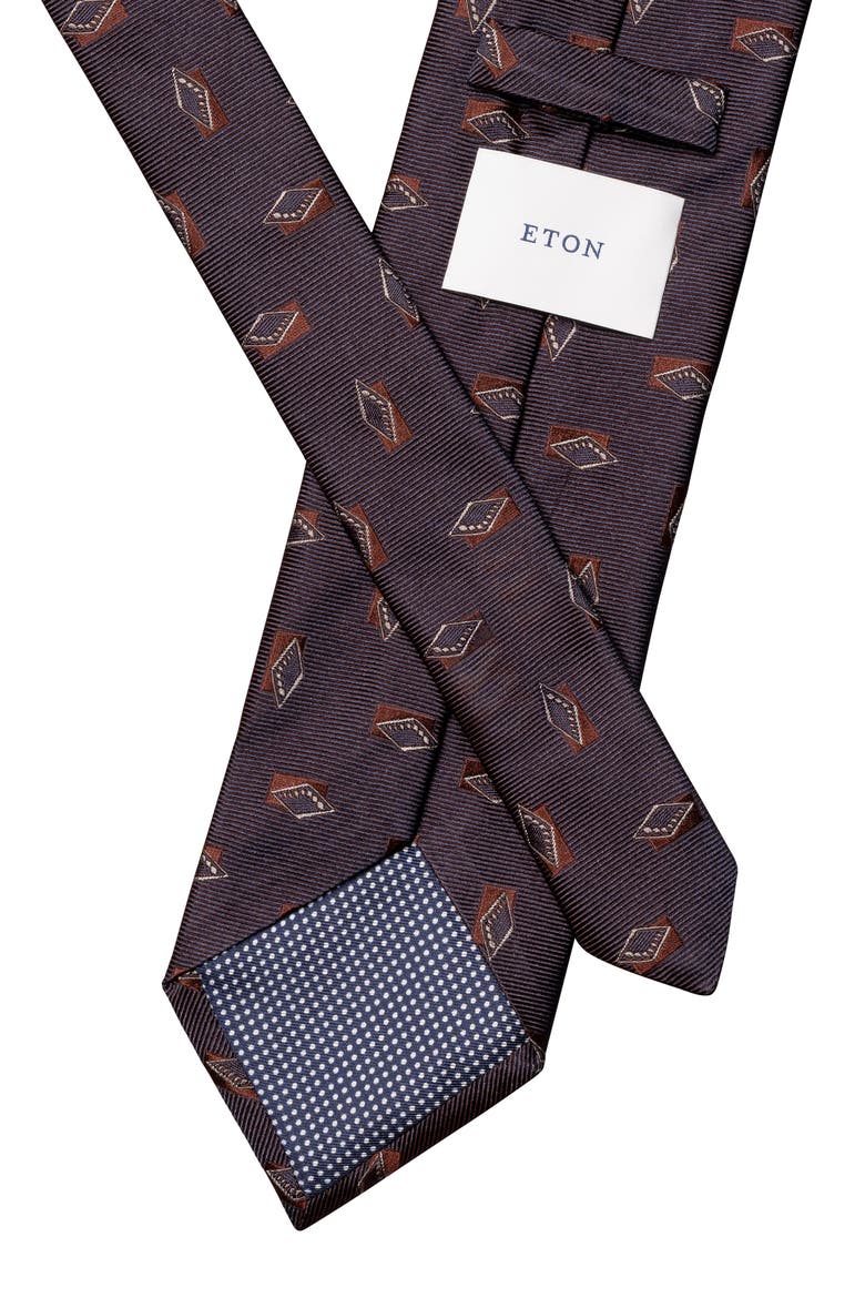 Diamond Woven Silk Tie, Alternate, color, DARK PURPLE
