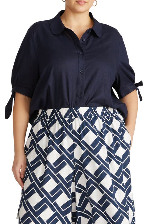 Luisa Linen Blend Button-Up Shirt (Plus)