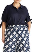 Universal Standard Luisa Linen Blend Button-Up Shirt