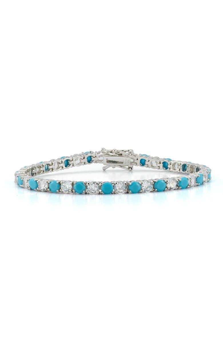 CHLOE AND MADISON 4mm Turquoise & Cubic Zirconia Tennis Bracelet, Main, color,