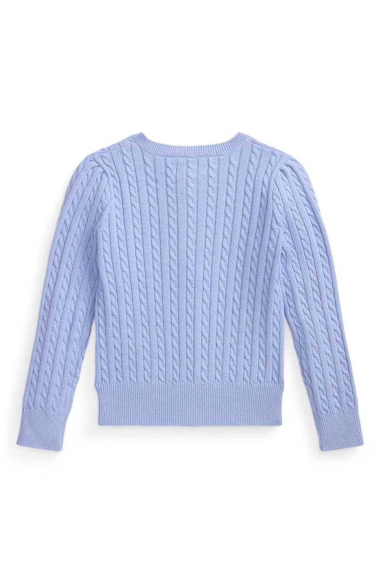 Polo Ralph Lauren Kids' Mini Cable Cotton Cardigan, Alternate, color, Chambray Blue
