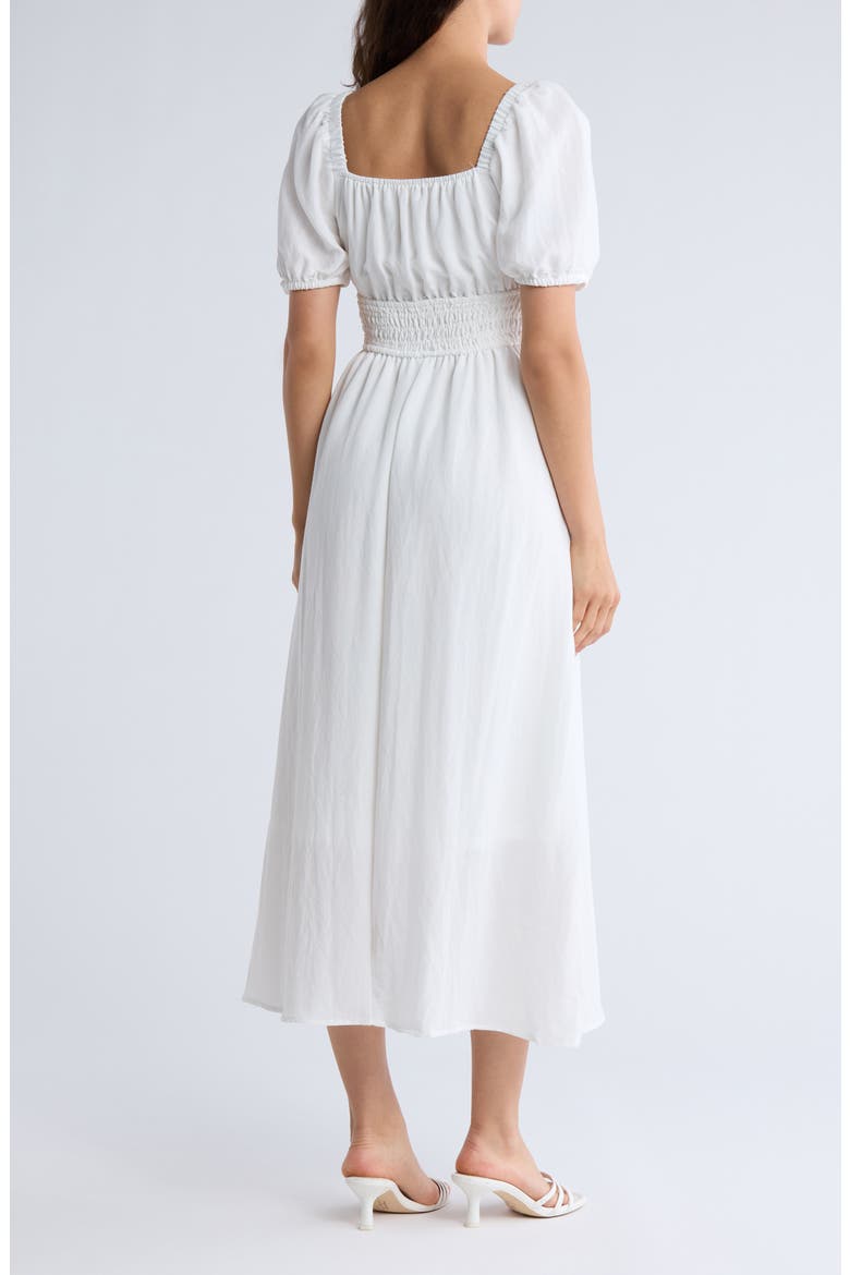 Puff Sleeve Midi Dress, Alternate, color, OFF WHITE