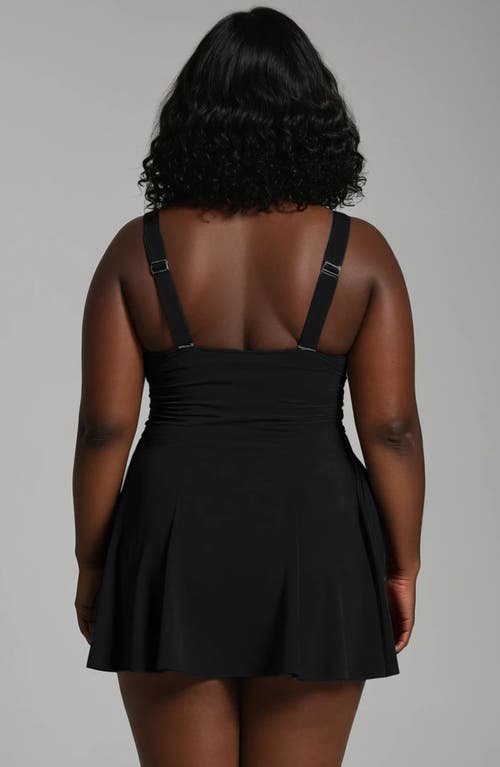Calypsa Plus Size Hayley Tankini-style Swim Dress With Adjustable Straps And Hidden Bikini Bottoms In Black