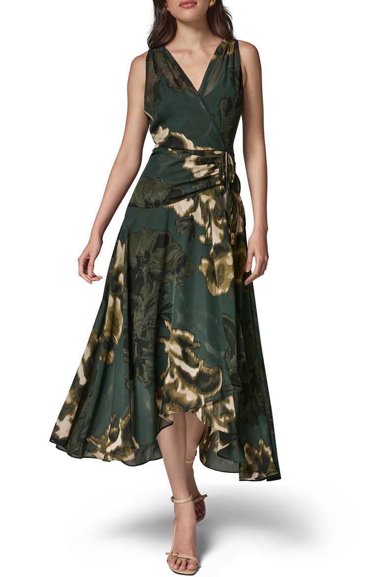 Sleeveless Faux Wrap Dress, Main, color, BLACK FORE