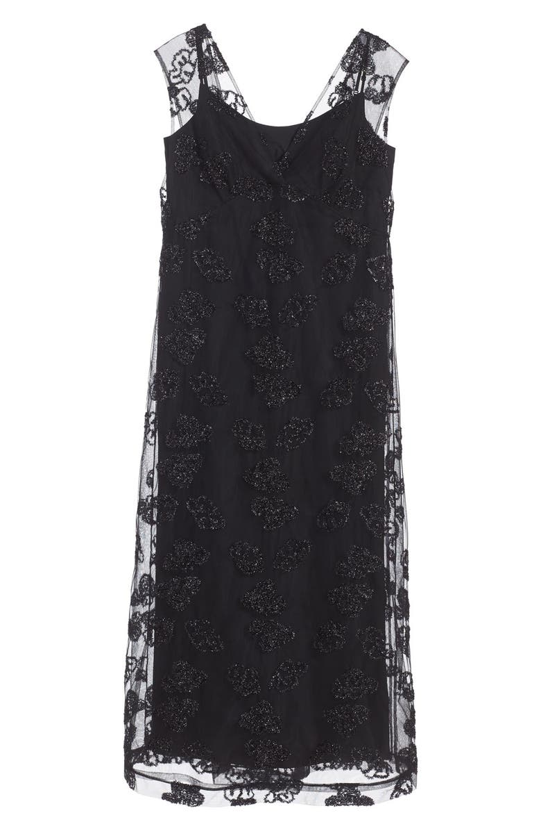 Simone Rocha Tinsel Embroidered V-Neck Maxi Dress, Alternate, color, 