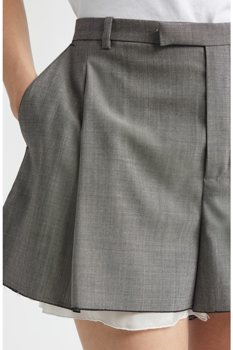 Split Virgin Wool Blend Shorts, Alternate, color, MORNING MIST