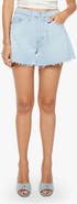 MOTHER The Flutter Frayed High Waist Flare Denim Shorts