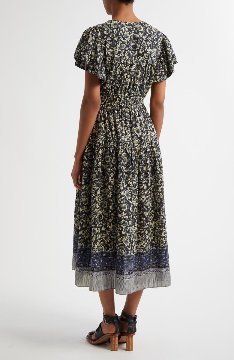 Ulla Johnson Lyria Floral Cotton Blend Midi Dress, Alternate, color, 