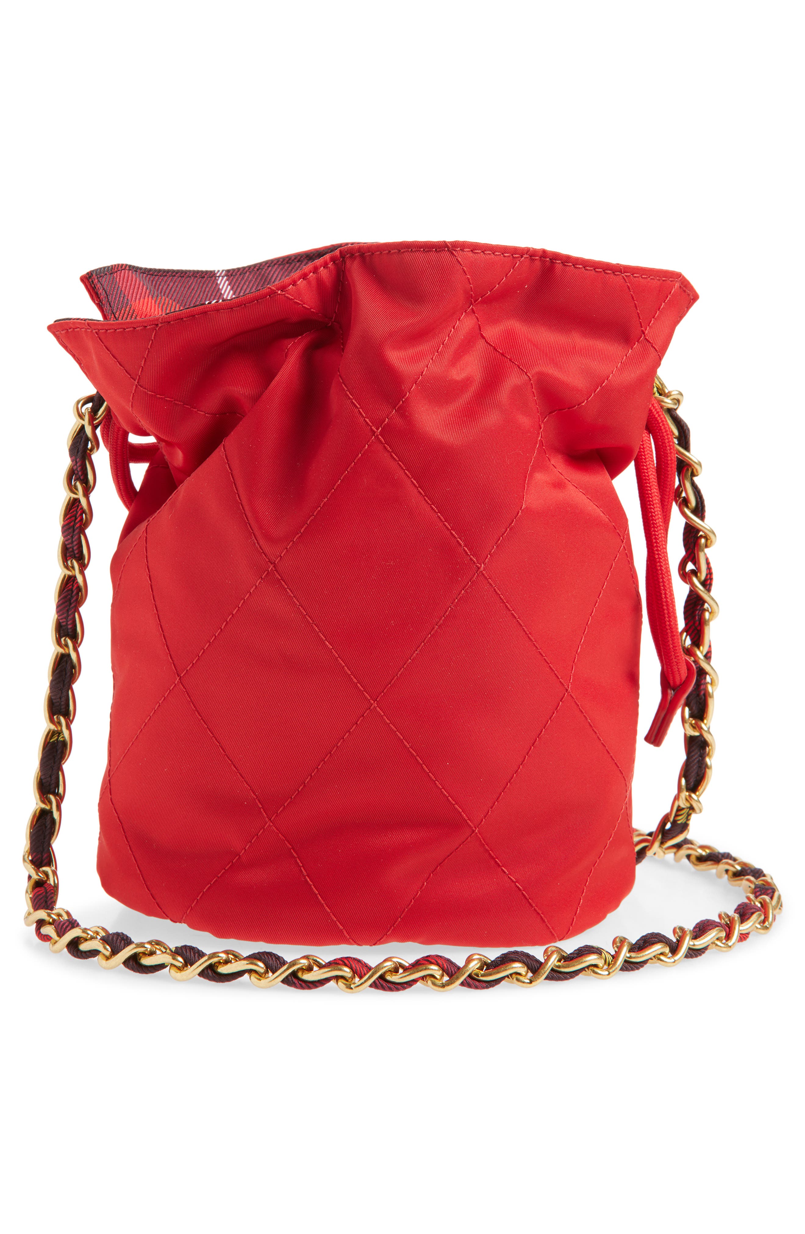 Quilted Twill Chain Pouch, Alternate, color, POPPY