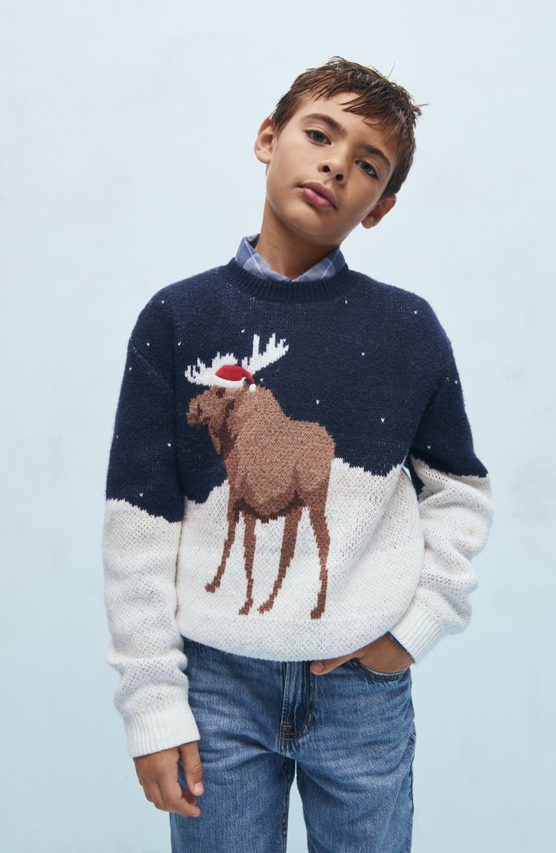 abercrombie kids Kids' Moose Sweater, Alternate, color, Navy Blazer