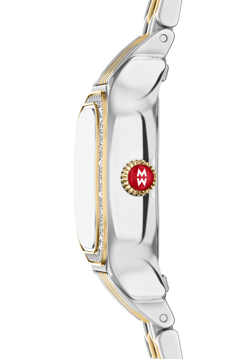 Mini Meggie Mother-of-Pearl & Diamond Bracelet Watch, 23mm x 25mm, Alternate, color, TWO TONE