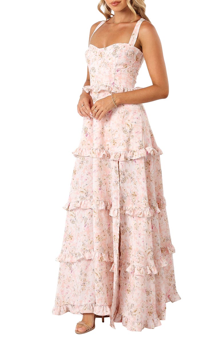 Petal & Pup Lillee Floral Print Tiered Maxi Dress, Alternate, color, Pink Floral