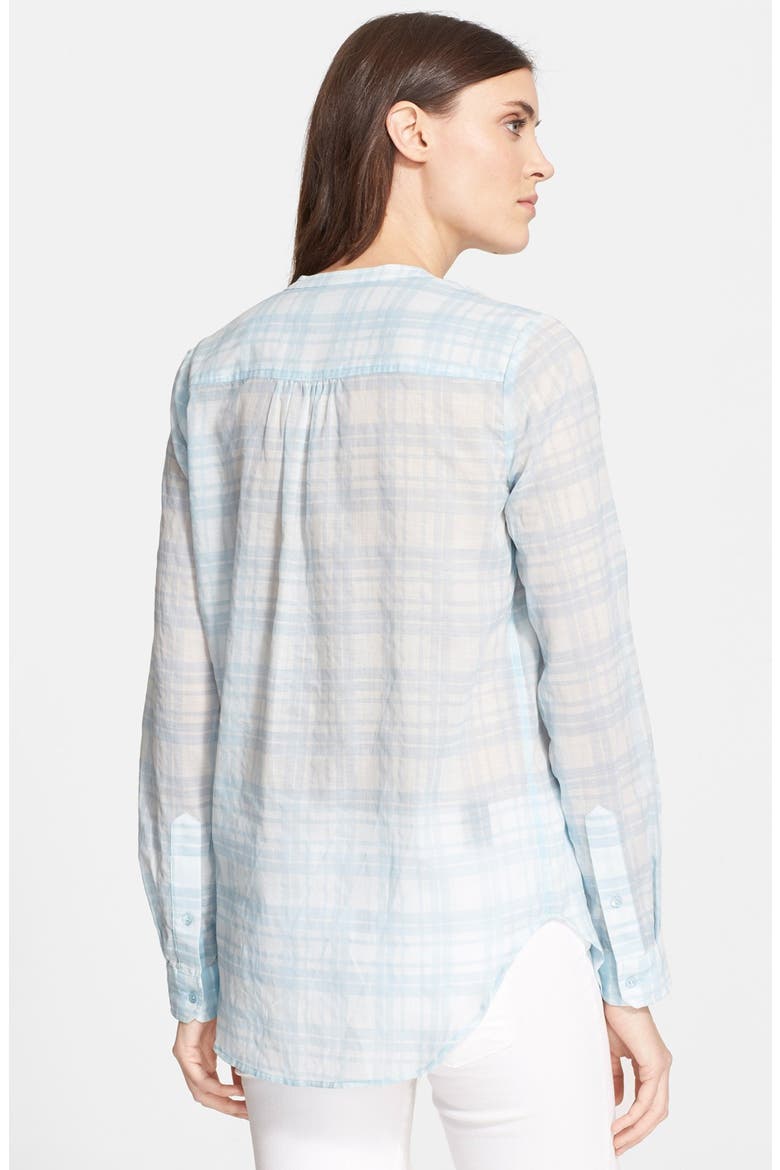 Plaid Half Placket Top, Alternate, color, AQUA