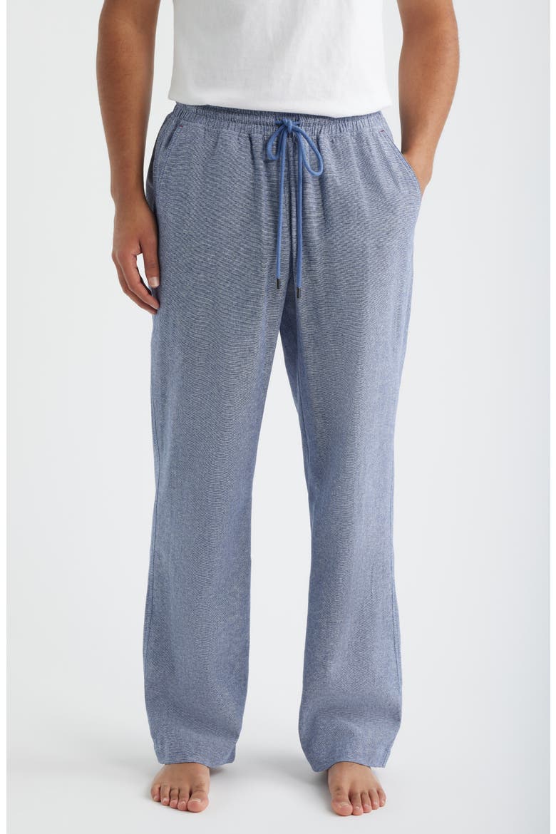 Slub Linen & Cotton Pajama Pants, Main, color, DENIM