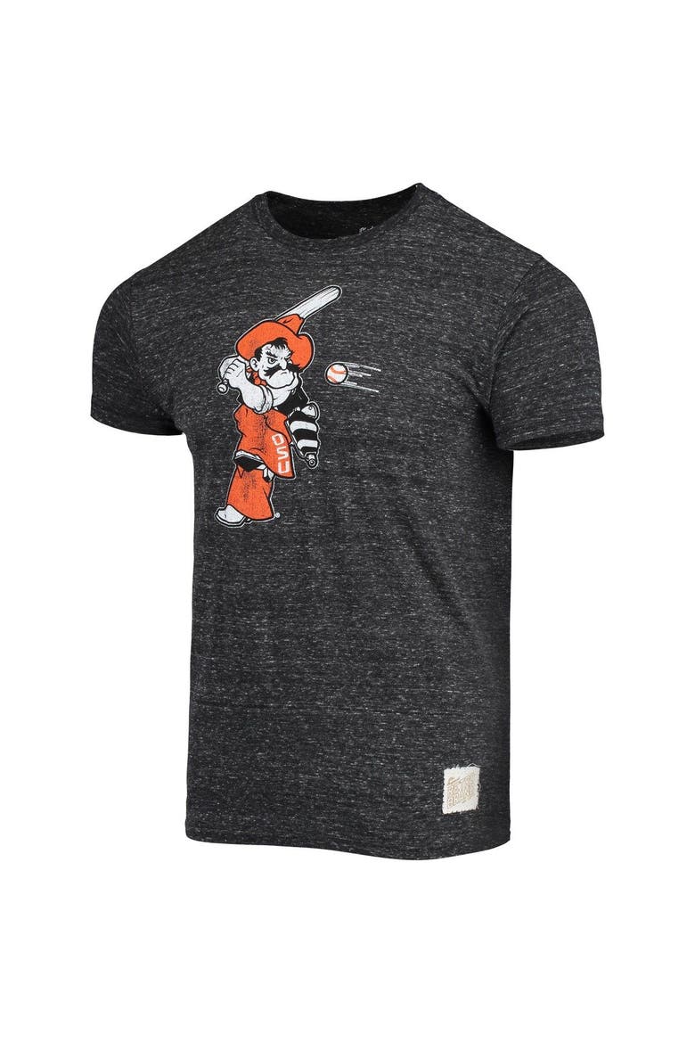 Men's Original Retro Brand Black Oklahoma State Cowboys Batter Slub Vintage Tri-Blend T-Shirt, Alternate, color, Heather Black