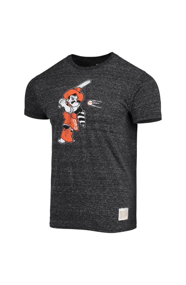 Retro Brand Men's Original Retro Brand Black Oklahoma State Cowboys Batter Slub Vintage Tri-Blend T-Shirt, Alternate, color, Heather Black