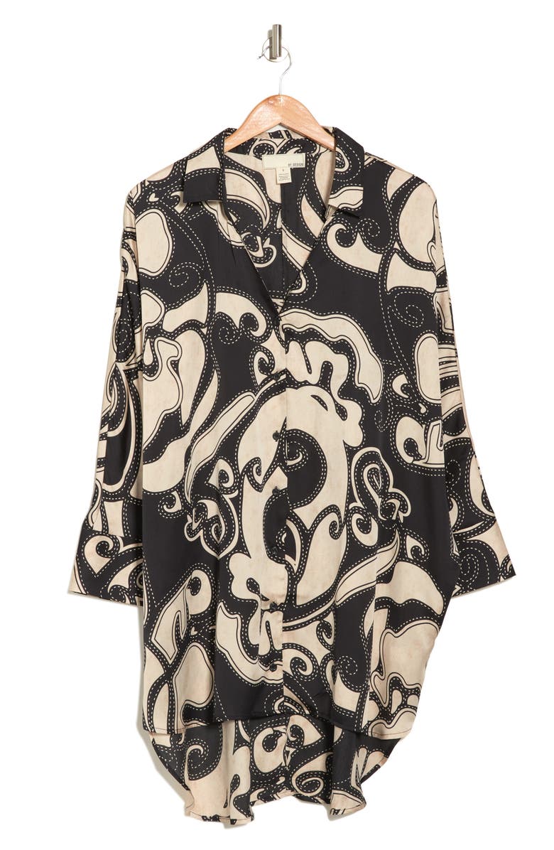 BY DESIGN Marissa Collared Poly Silk Tunic, Alternate, color, Tanglewood