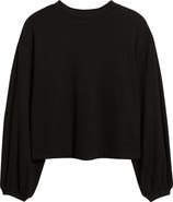 Treasure & Bond Blouson Sleeve Waffle Knit Top