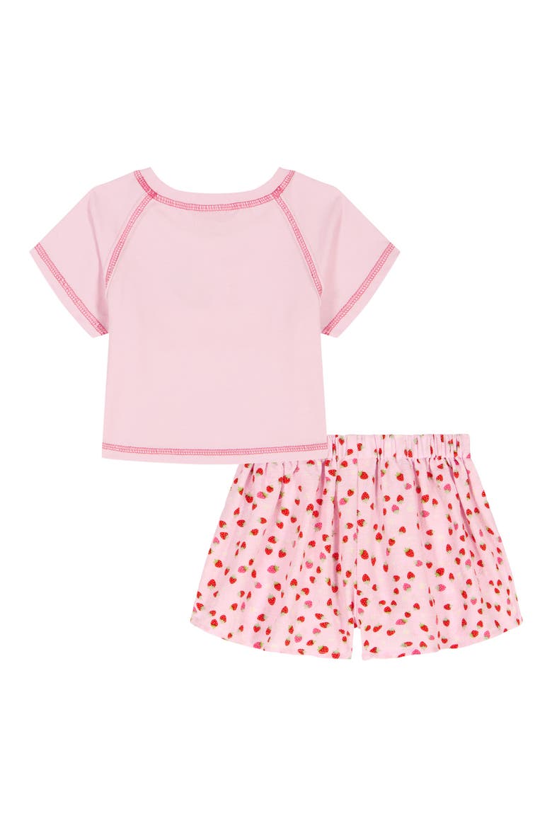 Kids' Strawberry Embossed T-Shirt & Skirt, Alternate, color, PINK