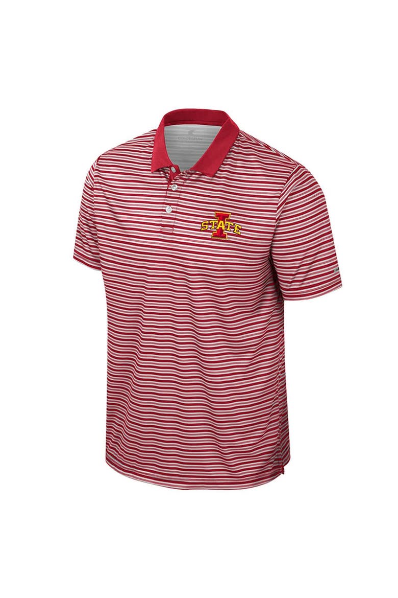 Men's Colosseum Cardinal Iowa State Cyclones Striped Polo, Alternate, color, Cardinal
