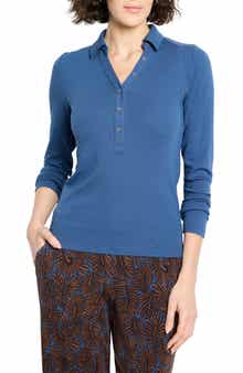 NIC+ZOE Perfect Knit Rib Long Sleeve Polo