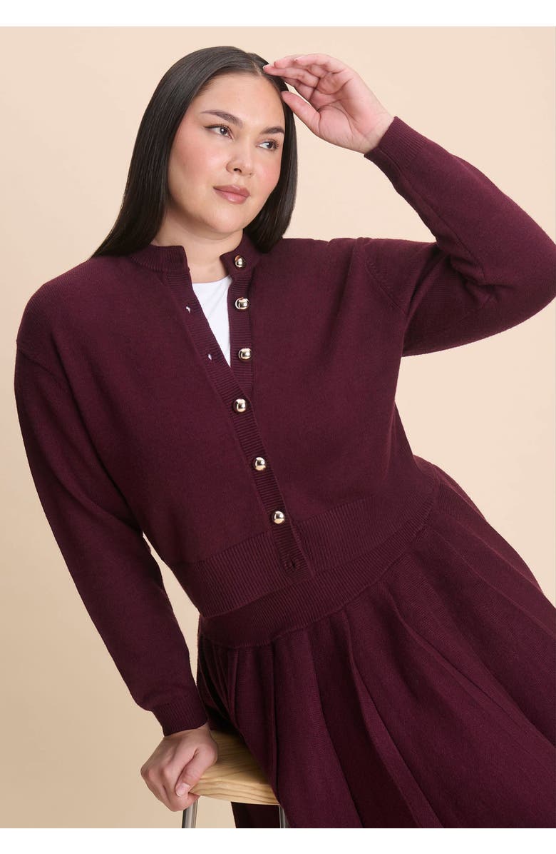 ELOQUII Gold Button Cropped Cardigan, Main, color, 