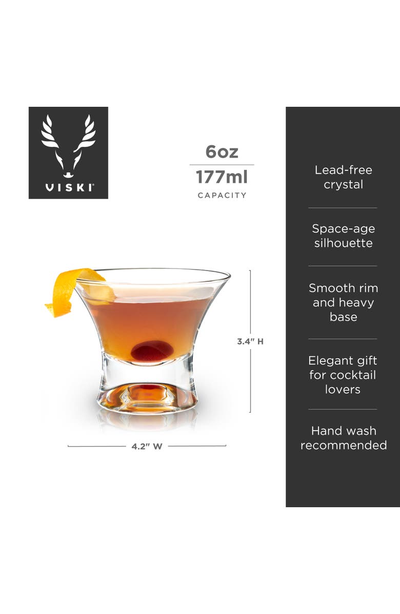 Viski Raye Crystal Stemless Manhattan Glasses Set of 2, Alternate, color, Clear
