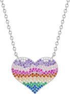 Lily Nily Kids' Rainbow Cubic Zirconia Heart Pendant Necklace