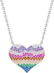 Lily Nily Kids' Rainbow Cubic Zirconia Heart Pendant Necklace