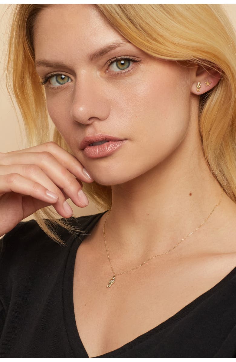 Oradina 14K Yellow Gold Seahorse Pendant Charm, Alternate, color, Yellow Gold