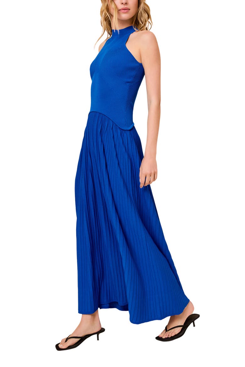 The Isola Pleated Sleeveless Knit Maxi Dress, Alternate, color, OLYMPIAN BLUE