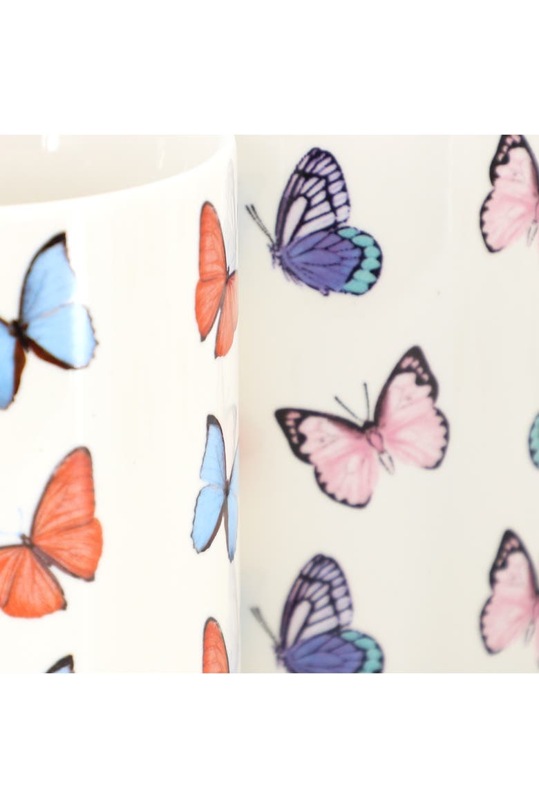 Butterfly Wings 4 Piece 18 Ounce Stoneware Mug Set, Alternate, color, White