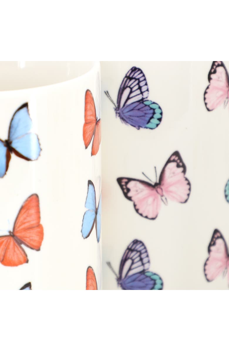 Gibson Home Butterfly Wings 4 Piece 18 Ounce Stoneware Mug Set, Alternate, color, White
