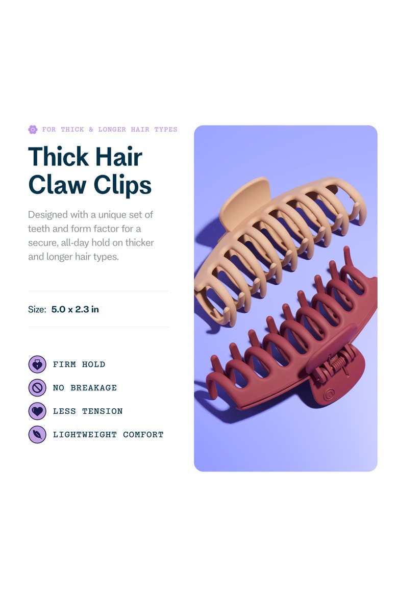 Thick Hair Claw Clips, Alternate, color, Brown
