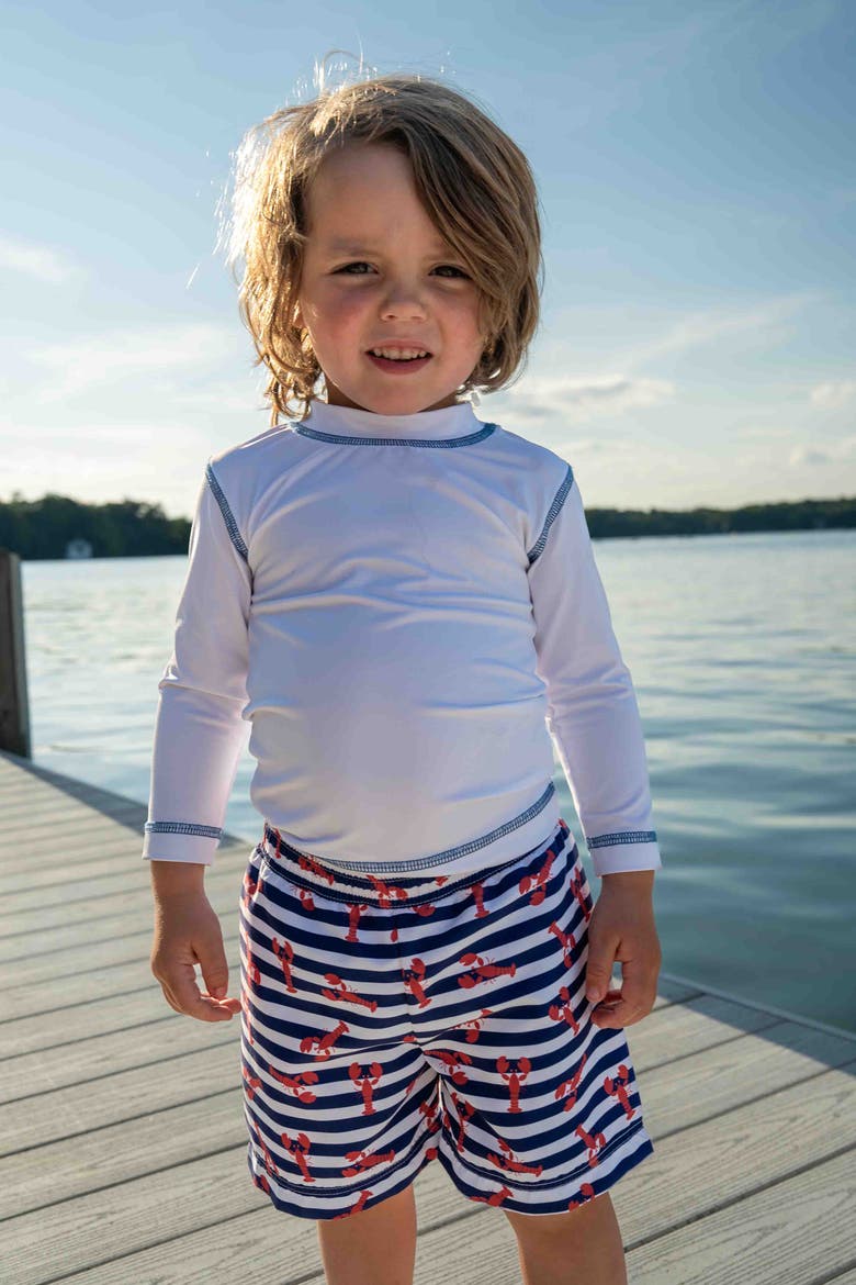 Lobster Print Swim Trunk, Alternate, color, White/Red/Nvy