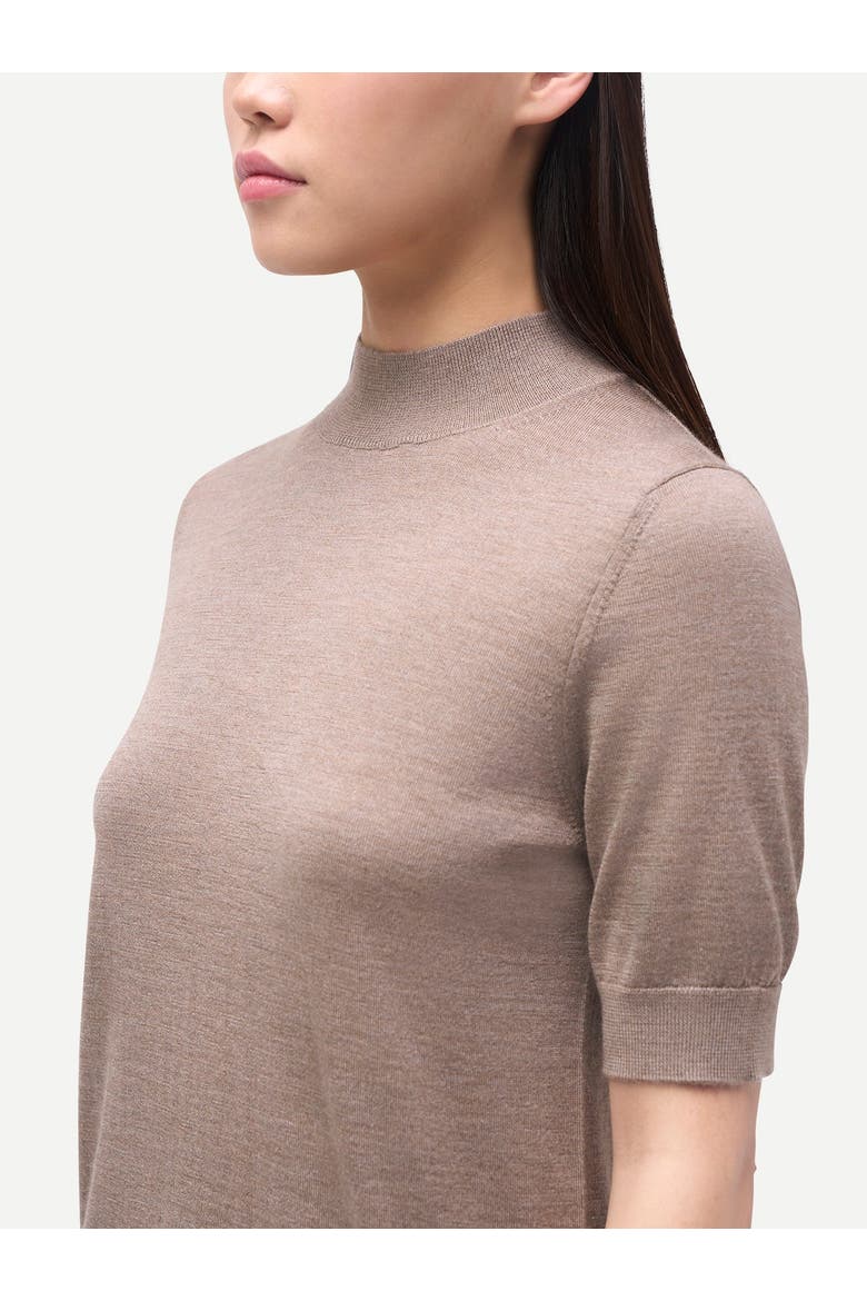 Cashmere Silk Shirt with High Neck, Alternate, color, timber wolf