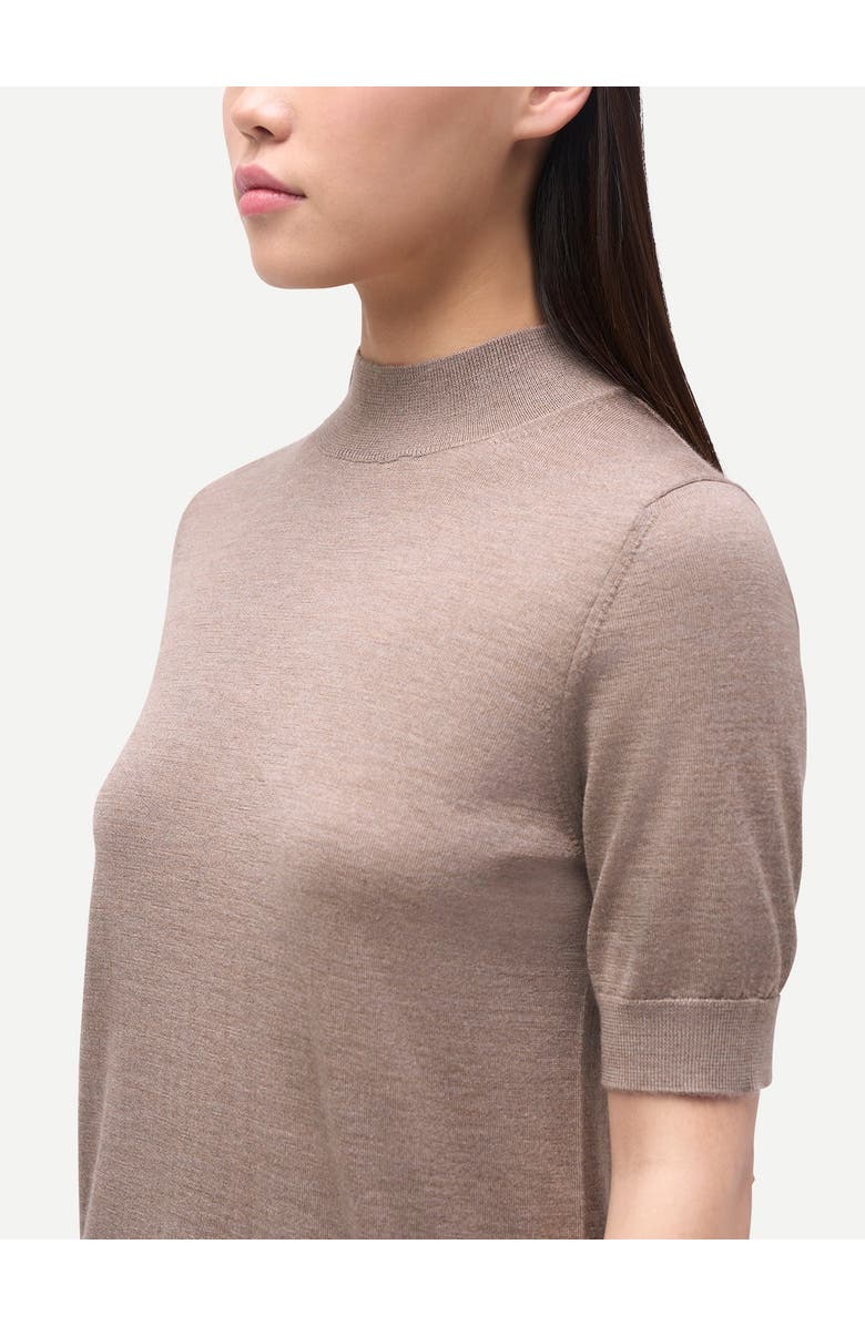 Gobi Cashmere Cashmere Silk Shirt with High Neck, Alternate, color, Timber Wolf