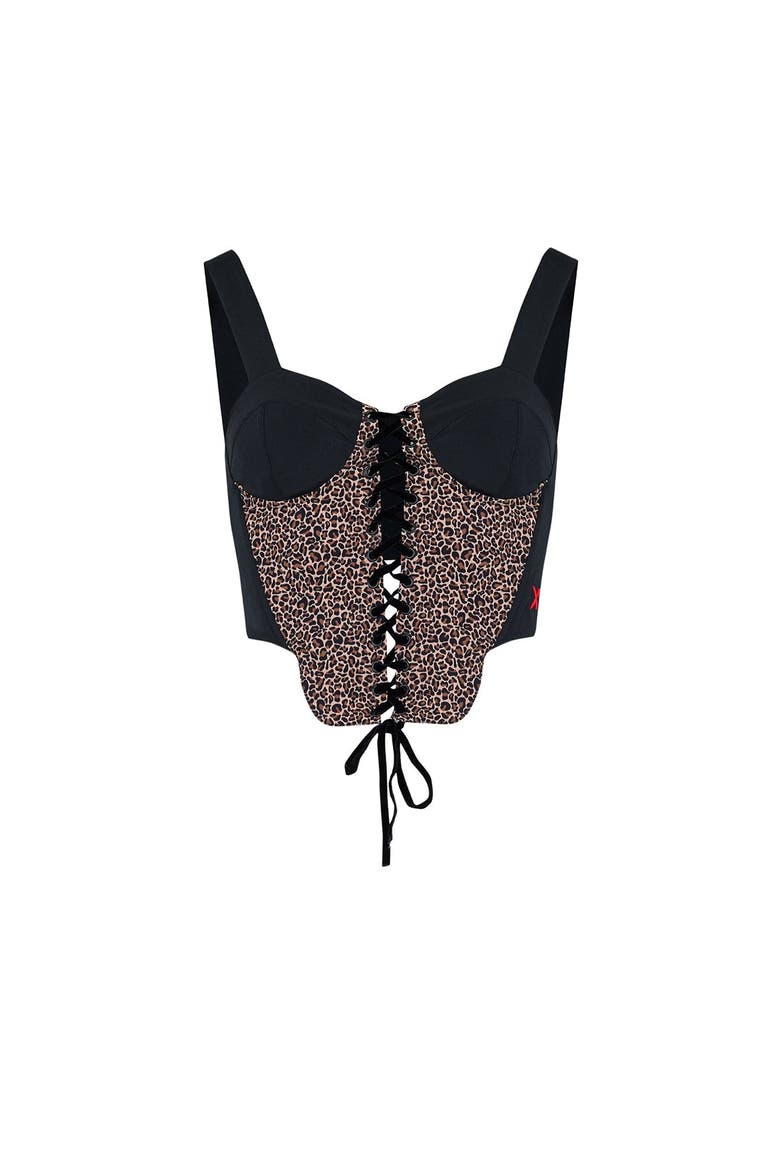 Free Heaven Leopard Corset Top, Main, color, black