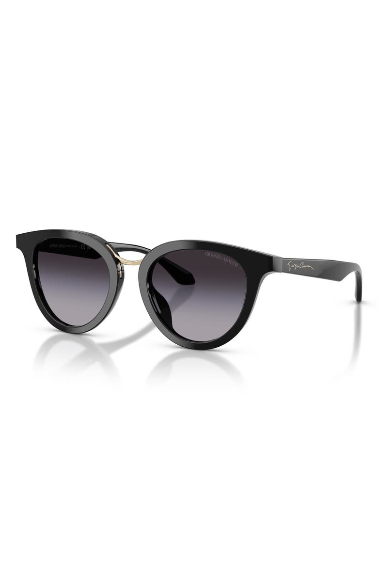 ARMANI 49mm Round Sunglasses, Alternate, color, Black / Grey Gradient