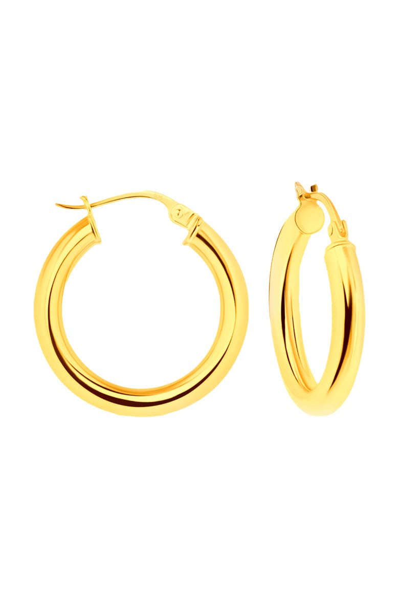 Gold-Tone Sterling Silver Thick Hoop Earrings, Main, color, Yellow