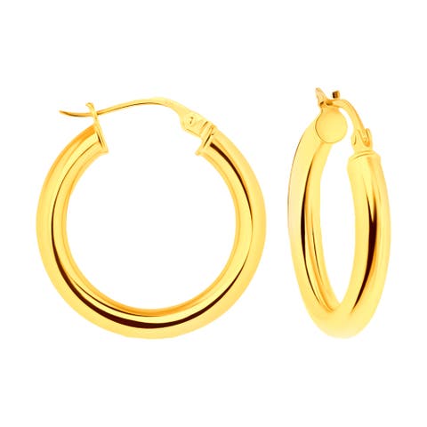 Gold-Tone Sterling Silver Thick Hoop Earrings