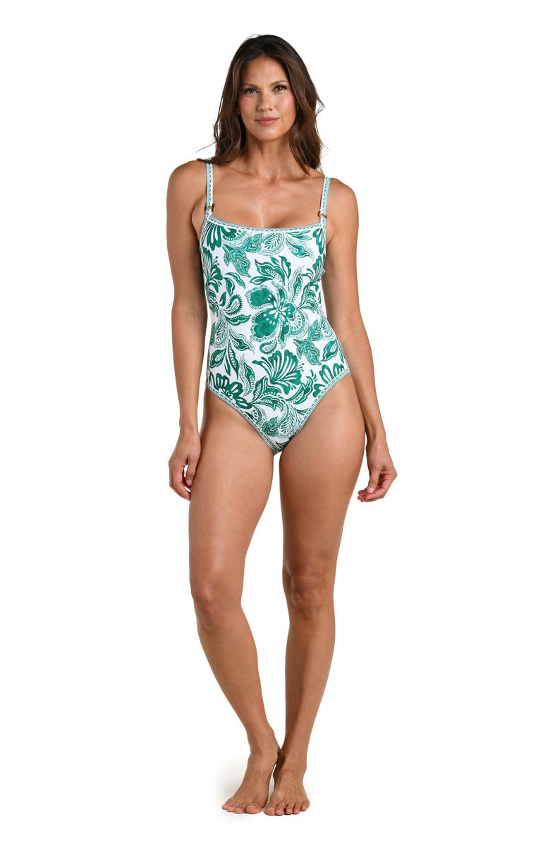 La Blanca Botanical Brocade One-Piece Swimsuit, Alternate, color, Jungle