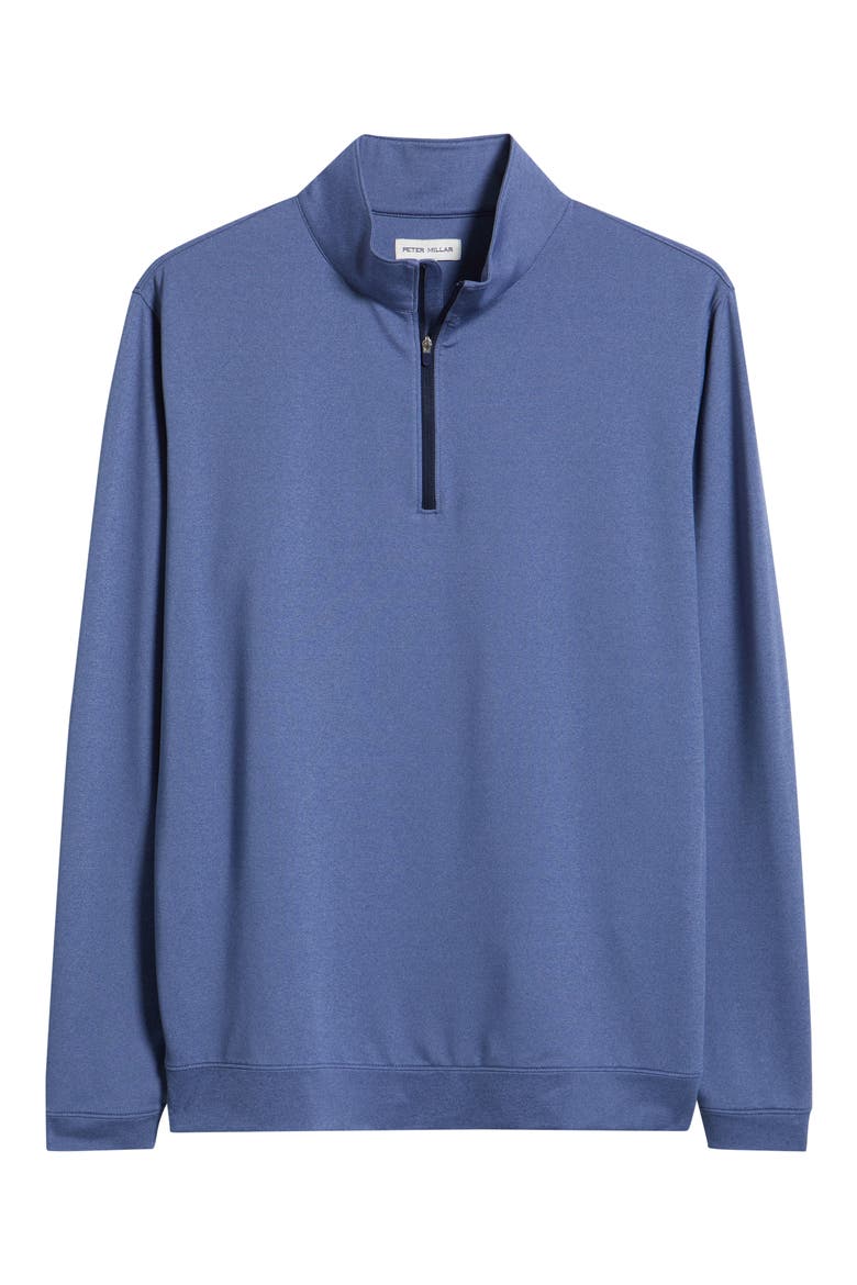 Perth Mélange Performance Quarter-Zip Pullover, Alternate, color, BALI BLUE